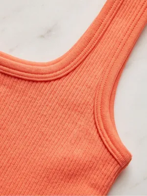OQQ Ribbed Seamless Yoga Crop Tank Top - Orange thumbnail 4