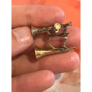 B242 earrings gold tone tarnished fashion repair scrap thumbnail 4