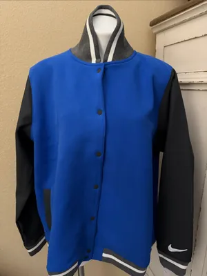 Nike Royal Blue and Black Women's Varsity Jacket thumbnail 1