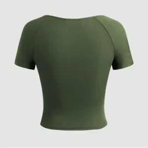 Cider Olive Green Faux Wrap Jersey Short Sleeve T Shirt thumbnail 3