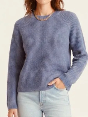 Quince Mongolian Spring 100% Cashmere Fisherman Crewneck Sweater dusty blue thumbnail 1