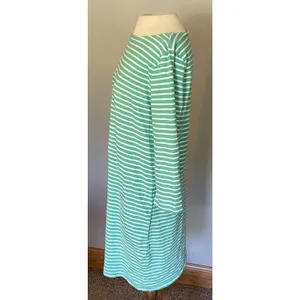 Garnet Hill Dress Womens 12 Green‎ White Striped Cotton Casual Nautical Coastal thumbnail 7