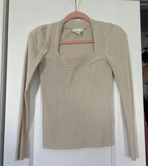 Cream square neck sweater Tan thumbnail 1