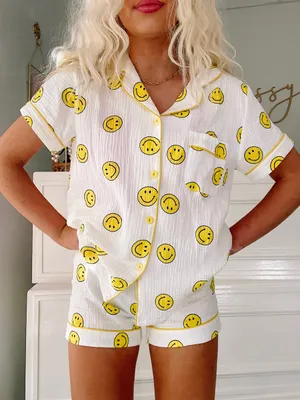 Sassy Shortcake Smiley Dreams Pajama Set Small Preppy Yellow thumbnail 1