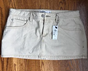 NWT Garage Cream Denim Mini Skirt Size Medium thumbnail 1