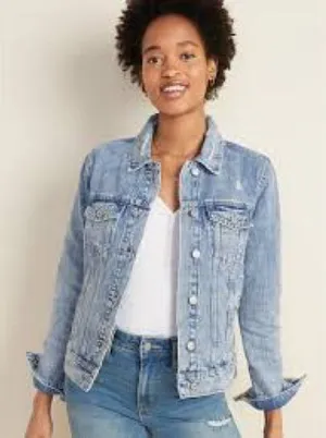 Old Navy Distressed Denim Jacket thumbnail 1