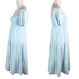 Abercrombie & Fitch Midi Dress XXS Blue Smocked Tiered New thumbnail 3