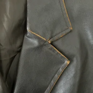 Leather Look Distressed Vintage Brown Jacket Size XL thumbnail 7