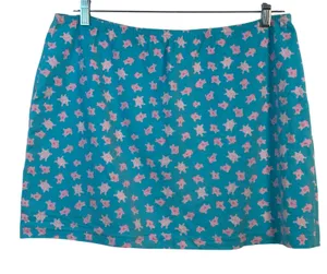 Lilly Pulitzer Vintage Blue Pink Sea Turtle Fish Mini Skirt XL Made in USA‎ thumbnail 1