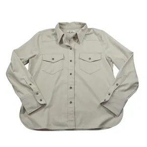 Madewell Womens‎ Size 14 Western Shirt Beige Twill Button Down Flap Pockets thumbnail 2