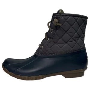 Sperry Saltwater Duck Boots Womens 9 Gray Navy Quilted Rubber Outdoor STS9327F thumbnail 1