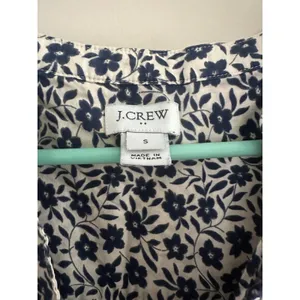 J. Crew 100% Cotton Navy Floral Print Short Sleeve Tie-Front Top Blouse Women S thumbnail 2