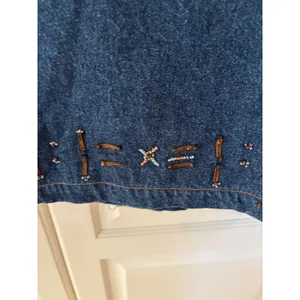 Parsley & Sage Women Large Denim Jacket Beaded Embroidered Boho Art to Wear crop thumbnail 9