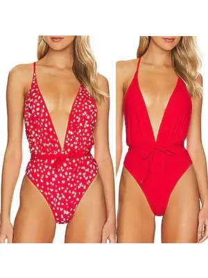 Maaji Reversible Safari One Piece Swimsuit Medium Red Resortwear Summer Vacation thumbnail 2