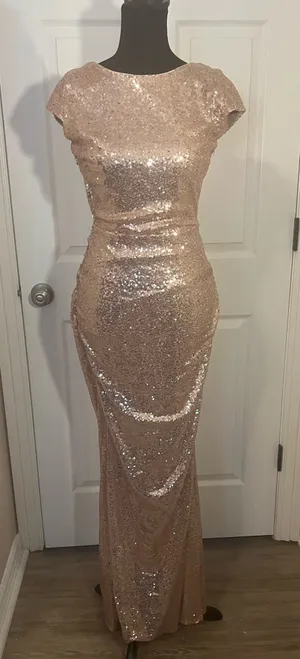 Mother of the bride rose gold dress thumbnail 1