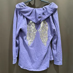 Victoria's Secret Light Purple Hoodie w/Sequin Angel Wings on Back thumbnail 2