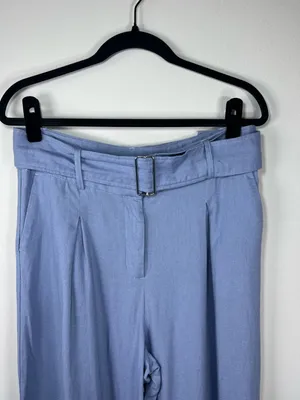 House of Harlow 1960 Wide Leg Pants Periwinkle Blue Belt Linen Resort Coastal 8 thumbnail 3