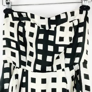 Ophelia Vintage Black & White Geometric Strapless Mini Dress Sundress Womens S thumbnail 2