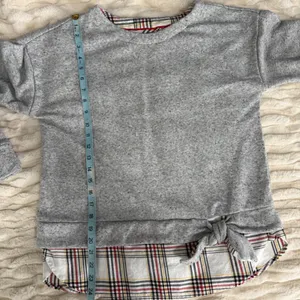 Izod Womens Grey Speckled Sweatshirt Plaid Tie Front Layered Look Size Medium‎ thumbnail 9