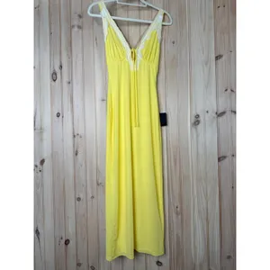 NWT Lulus Ray of Charm Yellow Mesh Lace Sleeveless Midi Dress Romantic Size XS thumbnail 2