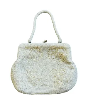 Vintage Bags By Susan Cream Glass Beaded Clutch Bag Romantic 60s Feminine thumbnail 1