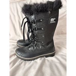 Sorel Joan of Arctic Black Glitter Faux Fur Waterproof Winter Boots Size 9 thumbnail 6