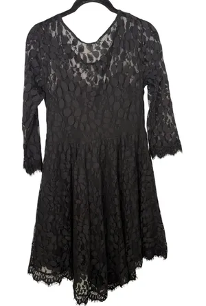 Free People Queens Love Floral Mesh Lace Dress SZ 6 Fit Flare Flowy Feminine LBD thumbnail 1