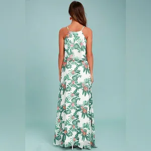Lulu’s Evadne White and Teal Tropical Print Two-Piece Maxi Dress NWT Size XS thumbnail 4