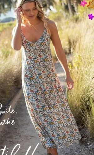 NWT Natural Life White Multicolor Floral Amy Sleevless Slip Maxi Dress Large thumbnail 1