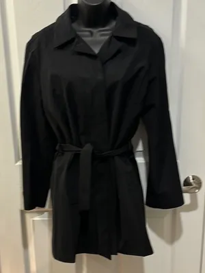 Oliver Grant Classic Black Belted Waterproof trench rain coat XS thumbnail 1