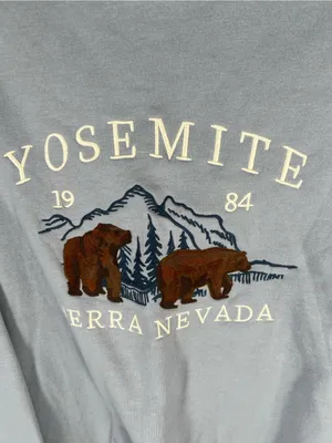 Lazy Sunday Yosemite Sierra Nevada Embroidered Crewneck Sweatshirt Size S thumbnail 3