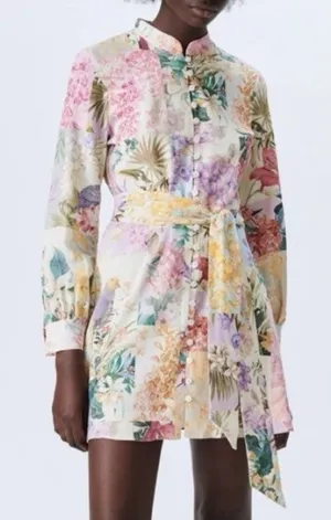 Fate Patchwork Linen Multicolored Dress thumbnail 1