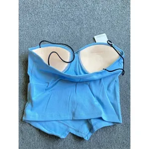 Women Seamless Irregular Crop Tops Sleeveless‎ Cotton Short Top Padded bra Cami thumbnail 4