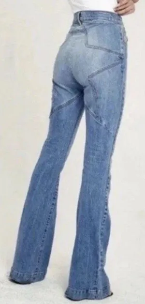 Revice Blue Star Flare Jeans Womens 29 Denim High Rise Casual Patriotic Boho thumbnail 2