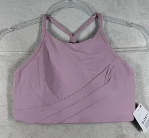 Lululemon Flow Y Wrap-Front High-Neck Bra Pink Peony LW2EH3S PKPI Size 8 NEW thumbnail 1
