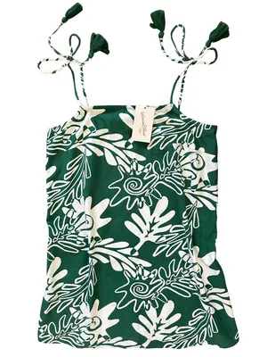 Boho Green Floral Mini Dress With Strap Tassel thumbnail 10
