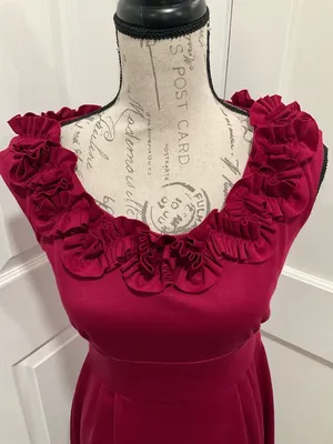 Nwt London‎ Times Maroon Rosette Dress thumbnail 4