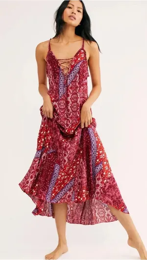 Free People Intimately Work of Art Maxi Dress NWOT L thumbnail 1