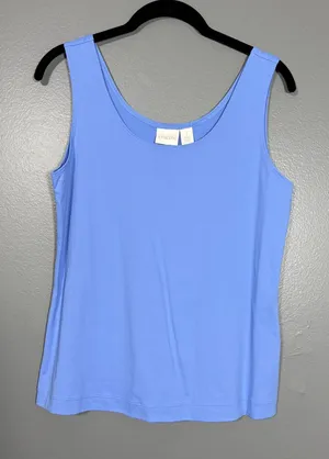 Chico's Blue Minimalist Shell Tank Top Scoop Neck - Size 1 (Medium 8/10) - Women thumbnail 1