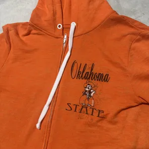 Vintage 1980s OSU Oklahoma State Cowboys Full Zip Hoodie SZ XL Orange thumbnail 2