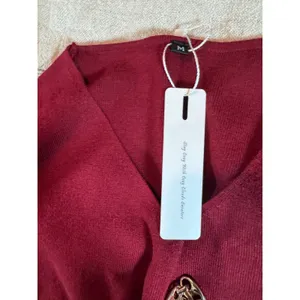 Arach & Cloz Burgundy Pleated Knit Midi Sweater Dress Long Sleeve V-Neck Medium thumbnail 4