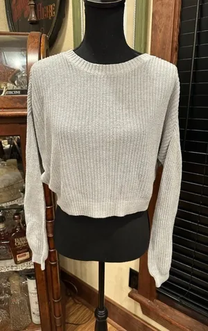 Hollister Crop Sweater Pale Blue Size Small thumbnail 1