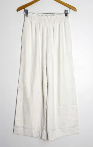 Abercrombie & Fitch White Linen Blend Pull On Wide Leg Pants Size Small thumbnail 1