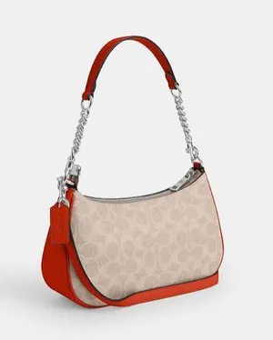 NWT COACH CV933 Teri Shoulder Bag In Signature Canvas & Leather crossbody thumbnail 4