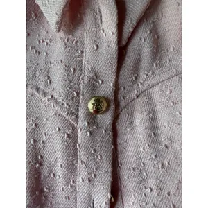 English Factory Jackie O Mod Textured Shift Dress Pink Gold Buttons M thumbnail 12