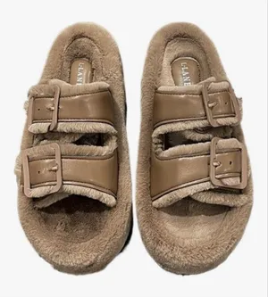NEW Fuzzy Thick Sole Elevator Slippers Plush Fleece Winter House Shoe 7.5 thumbnail 1