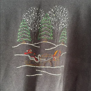 Decorated Originals Blue Holiday Sweatshirt Embroidered Bedazzled Design Sz XXL thumbnail 2