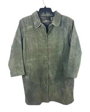 Centigrade Suede Leather Coat Jacket 2X Petite Genuine Washable Olive Green NWT thumbnail 1