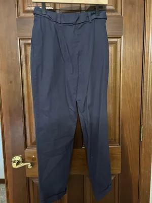 Navy Blue Tie Waist Tapered Dress Pants thumbnail 2