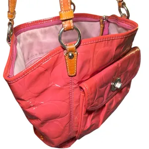 Coach Pink Patent Leather Signature C Embossed Tote‎ Bag with Turnlock Pocket thumbnail 6